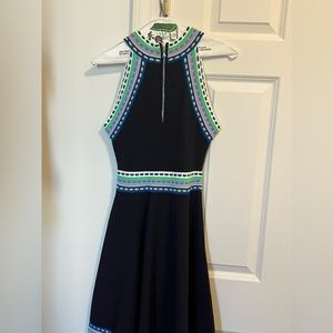 Milly Navy Blue Woven Trim Dress small